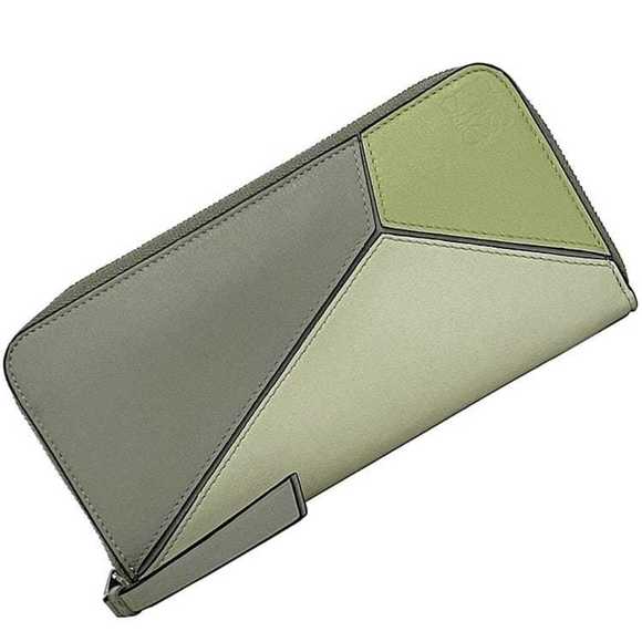 LOEWE Accessories - LOEWE Round Long Wallet f-22460 Gray Green GRIS CEN Puzzle C510T12X10 Leather...